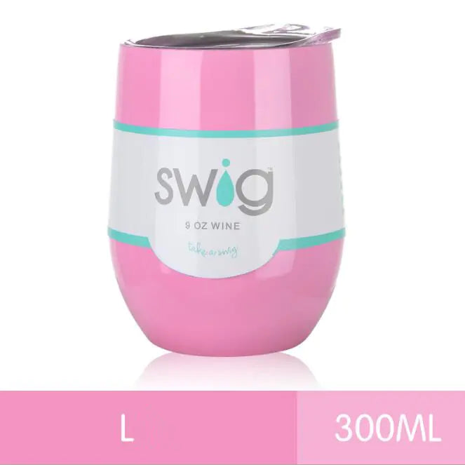 Travel mug stainless steel, insulated cup, egg shaped 9oz